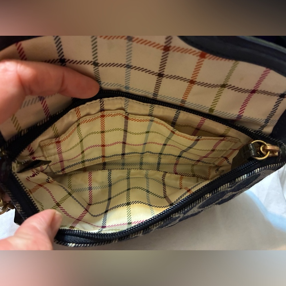 Coach Denim Signature Jacquard Buckle Flap Wristlet Y2K - Picture 4 of 4